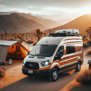 Ford Transit camper van, van life in Joshua Tree at sunset (12)